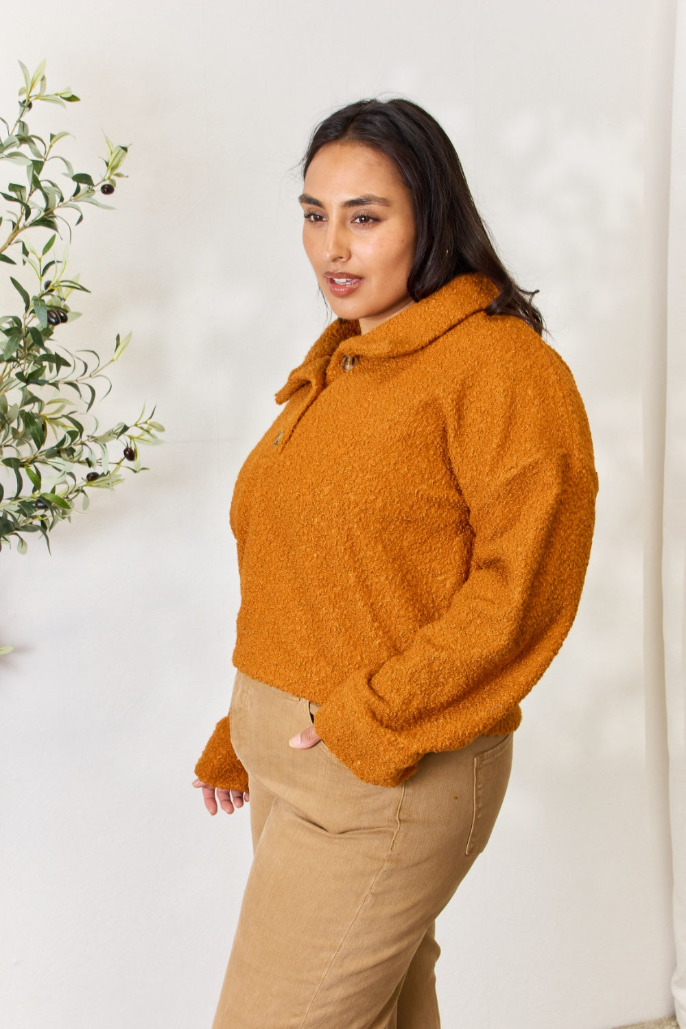 Culture Code Full Size Half Button Turtleneck Sweatshirt - UrbanEthereal
