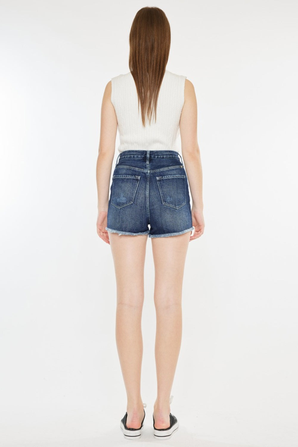 Kancan Raw Hem Button Fly Denim Shorts - UrbanEthereal