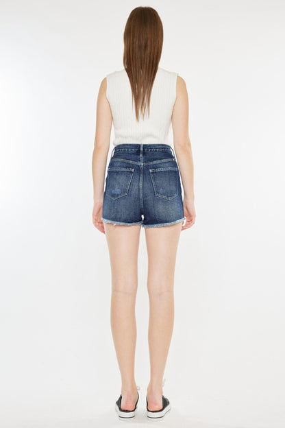 Kancan Raw Hem Button Fly Denim Shorts - UrbanEthereal