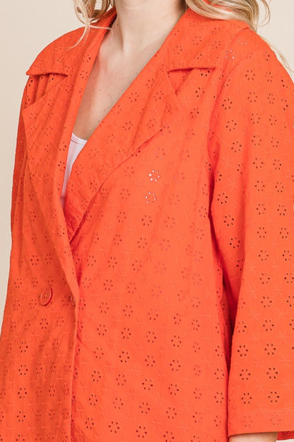 Culture Code Double Breasted Eyelet Jacket with Pockets - UrbanEthereal