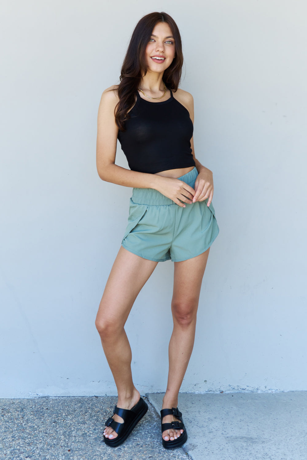 Ninexis Stay Active High Waistband Active Shorts in Pastel Blue - UrbanEthereal
