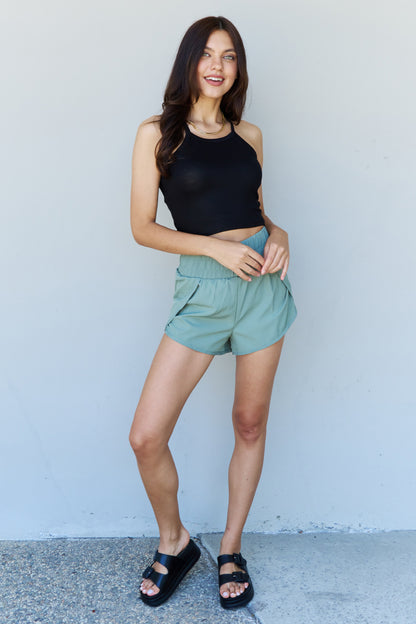 Ninexis Stay Active High Waistband Active Shorts in Pastel Blue - UrbanEthereal