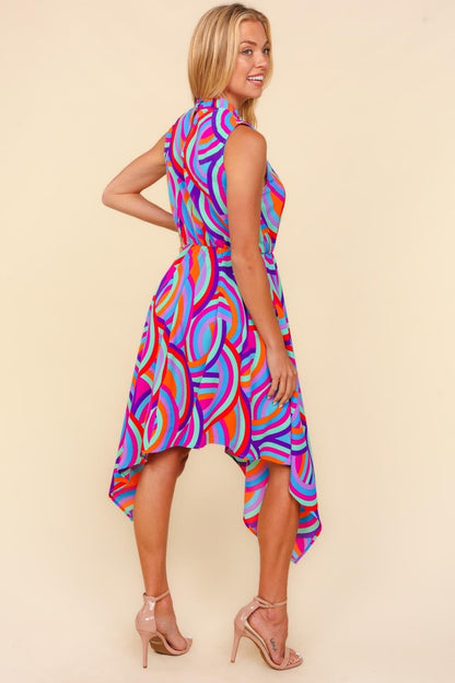 Haptics Full Size Mock Neck Sleeveless Printed Dress - UrbanEthereal