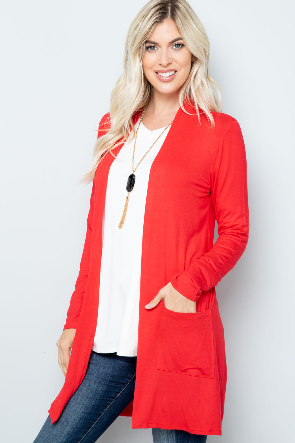 Celeste Full Size Open Front Cardigan with Pockets - UrbanEthereal