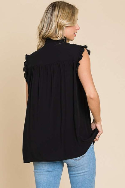 Culture Code Full Size Frill Edge Smocked Sleeveless Top - UrbanEthereal
