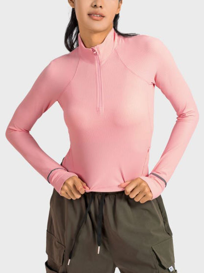 Millennia Mock Neck Half Zip Long Sleeve Sport Top