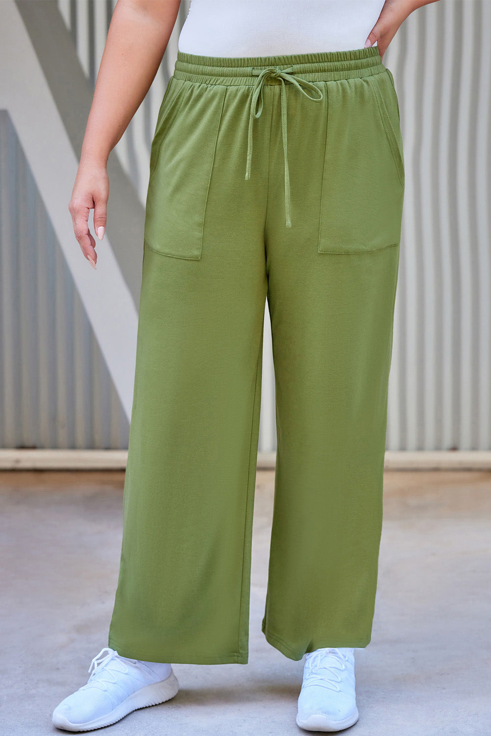 Plus Size Drawstring Straight Pants with Pockets - UrbanEthereal