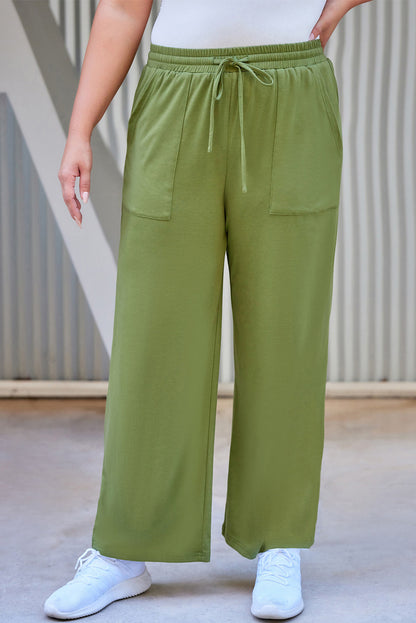 Plus Size Drawstring Straight Pants with Pockets - UrbanEthereal