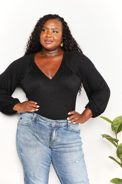 Culture Code Full Size V- Neck Bodysuit - UrbanEthereal