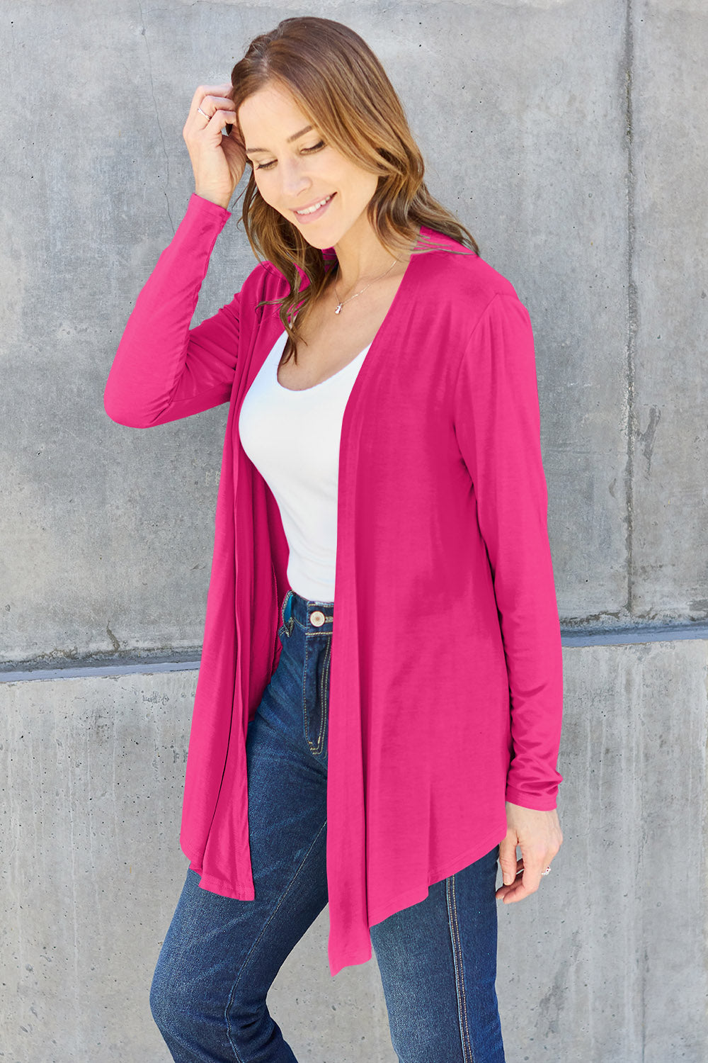 Basic Bae Full Size Open Front Long Sleeve Cardigan - UrbanEthereal