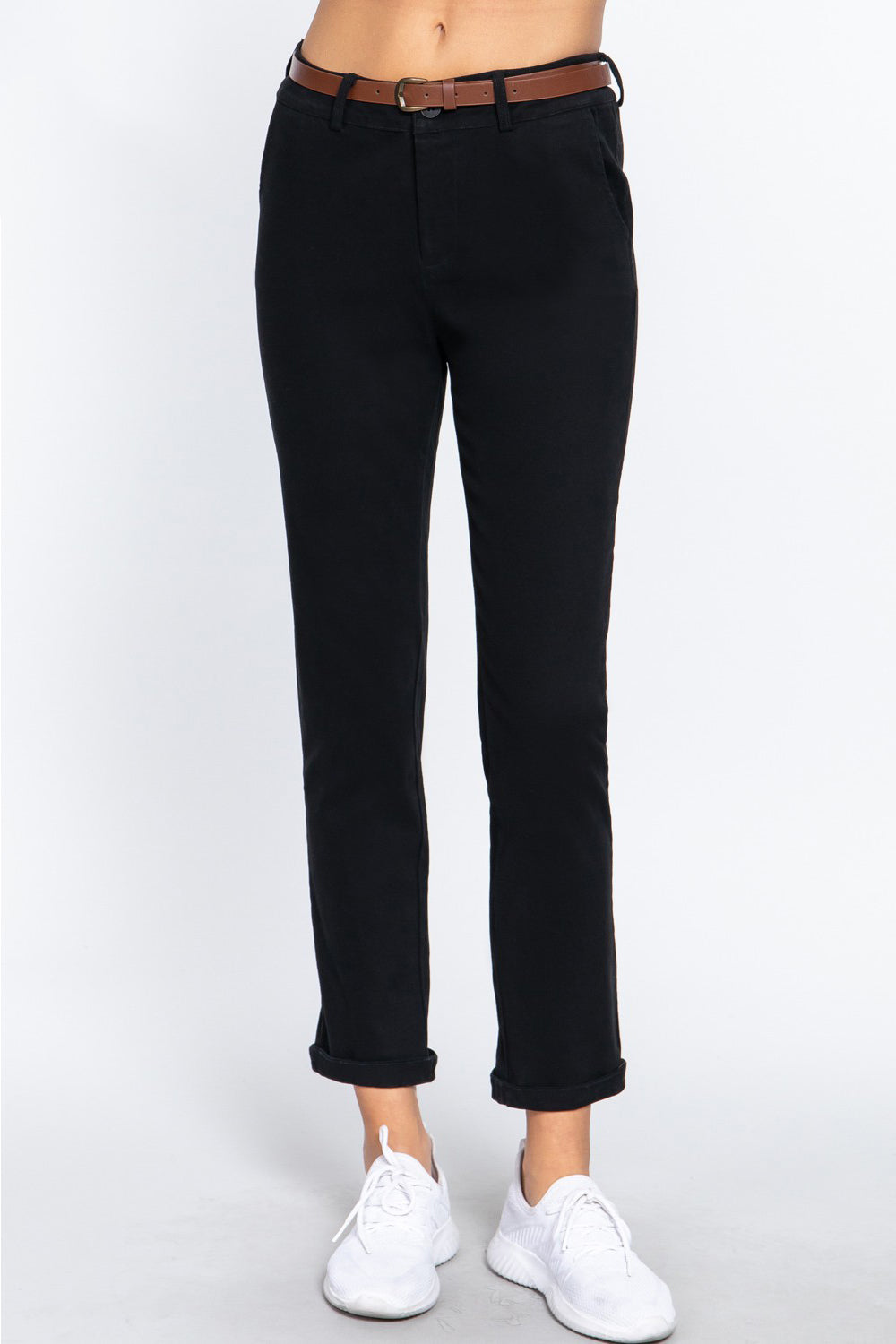 ACTIVE BASIC Cotton-Span Twill Straight Pants - UrbanEthereal