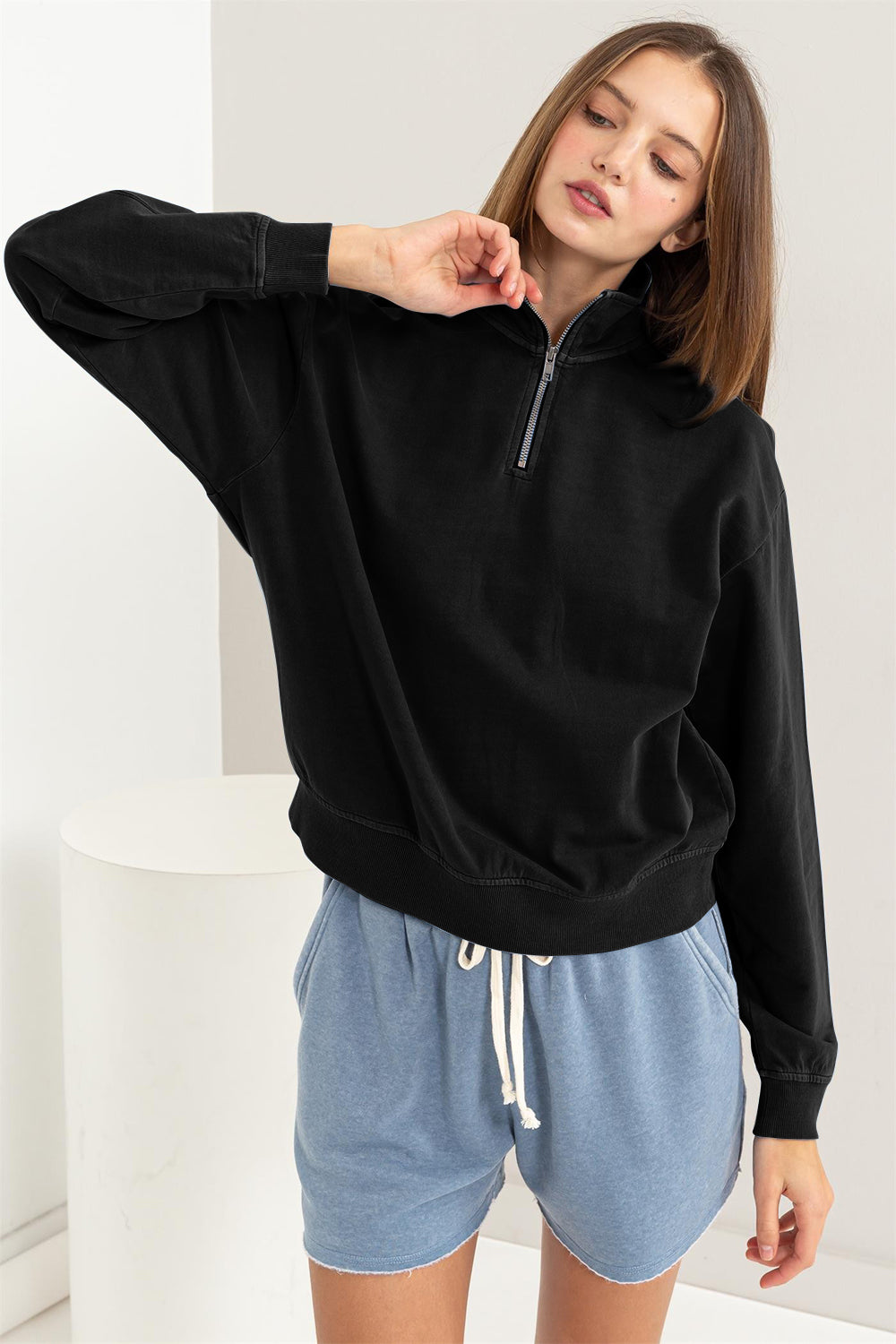 HYFVE Half Zip Drop Shoulder Sweatshirt - UrbanEthereal
