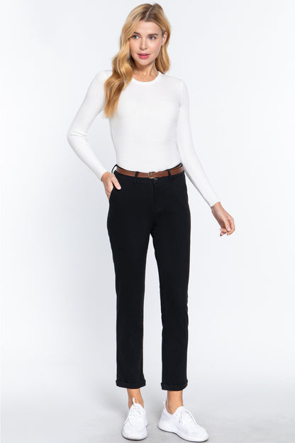 ACTIVE BASIC Cotton-Span Twill Straight Pants - UrbanEthereal