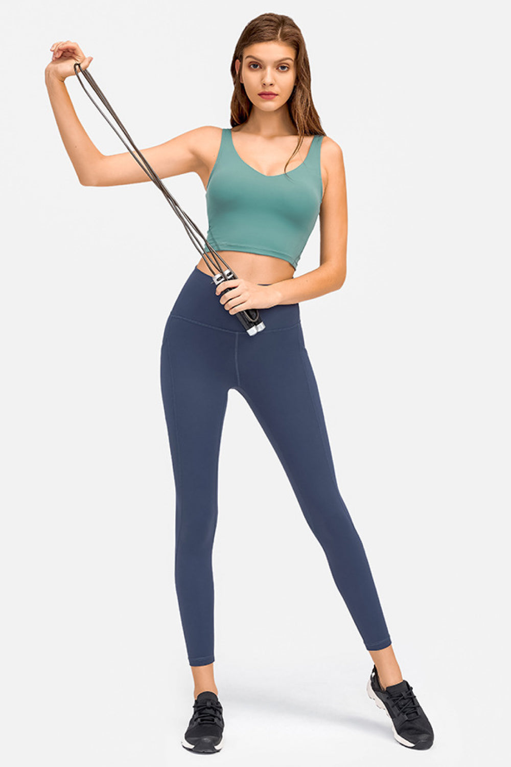 Deep V-Neck Crop Sports Bra - UrbanEthereal