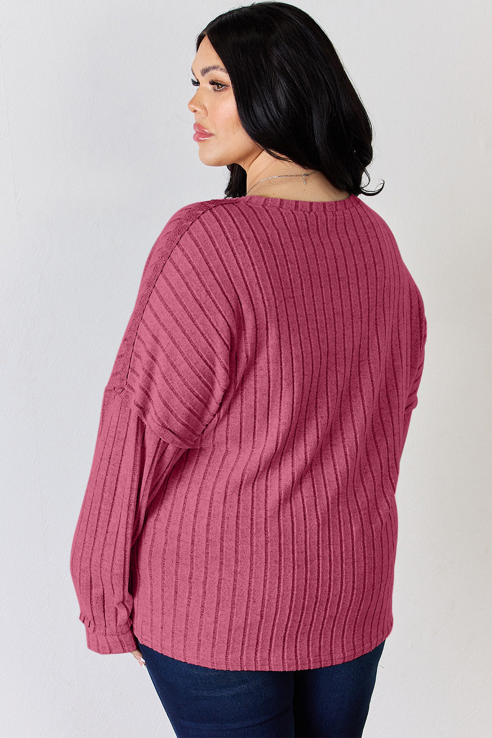 Basic Bae Full Size Ribbed Half Button Long Sleeve T-Shirt - UrbanEthereal