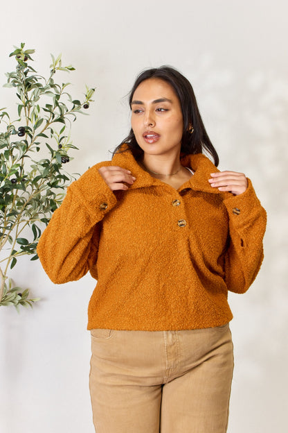 Culture Code Full Size Half Button Turtleneck Sweatshirt - UrbanEthereal