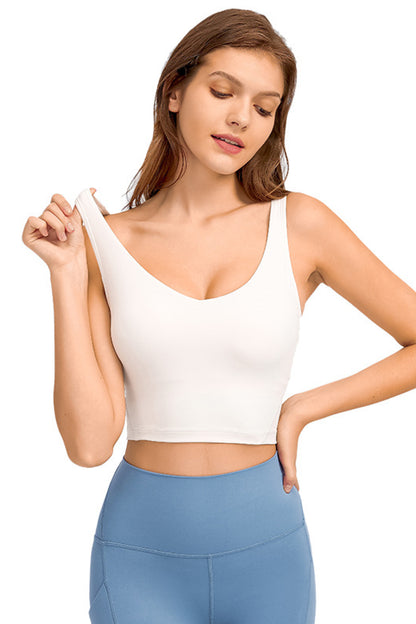 Deep V-Neck Crop Sports Bra - UrbanEthereal