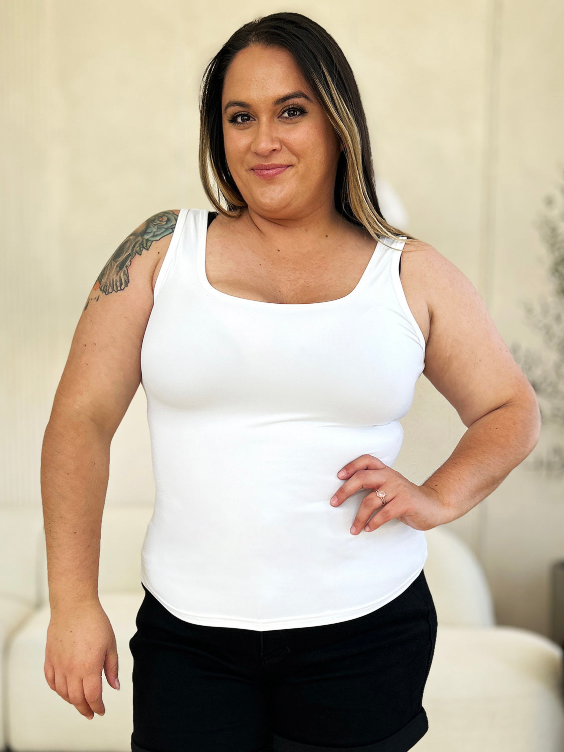 Basic Bae Full Size Square Neck Wide Strap Tank - UrbanEthereal