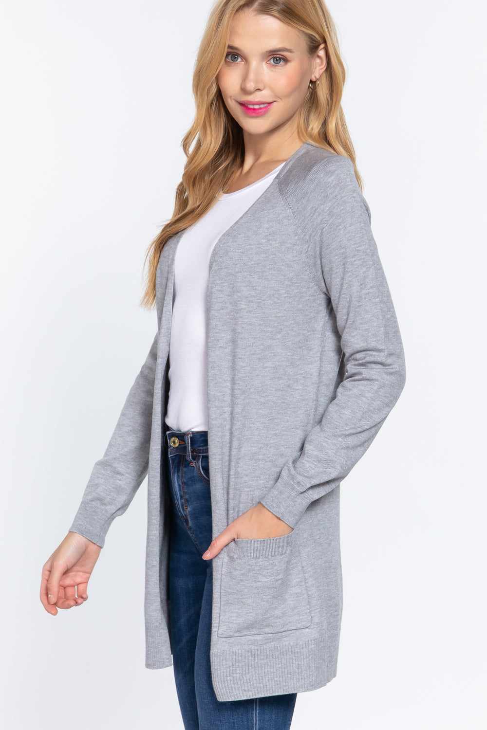 ACTIVE BASIC Open Front Long Sleeve Cardigan - UrbanEthereal