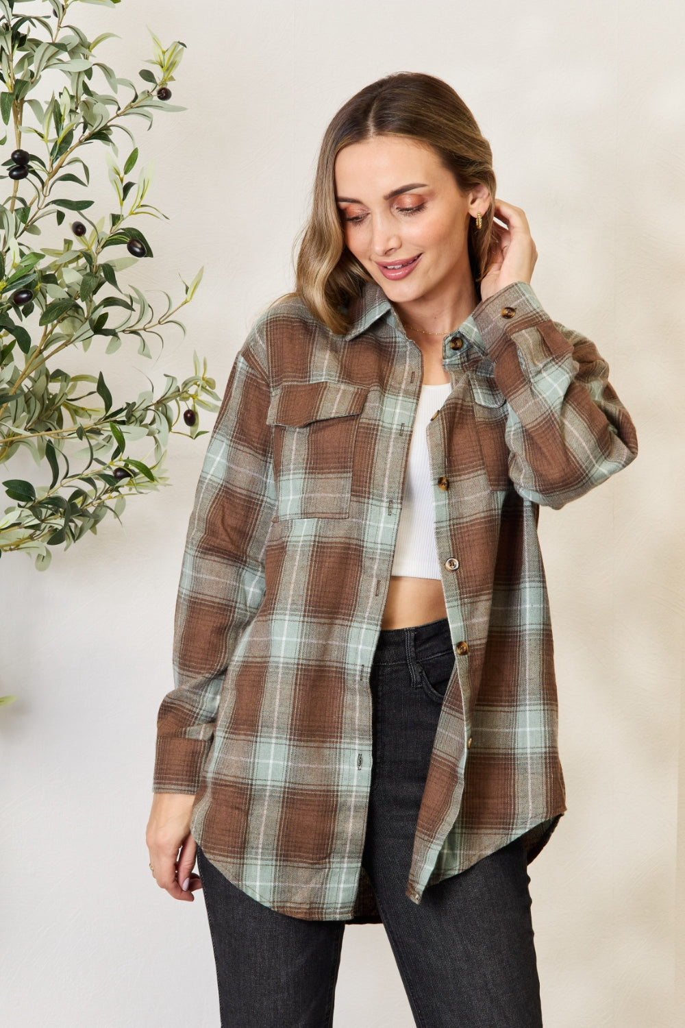 Plaid Dropped Shoulder Shirt - UrbanEthereal