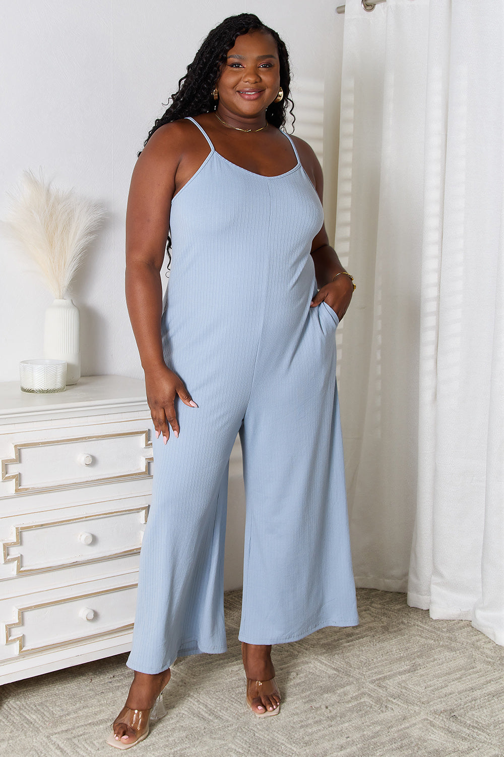 Basic Bae Full Size Spaghetti Strap V-Neck Jumpsuit - UrbanEthereal