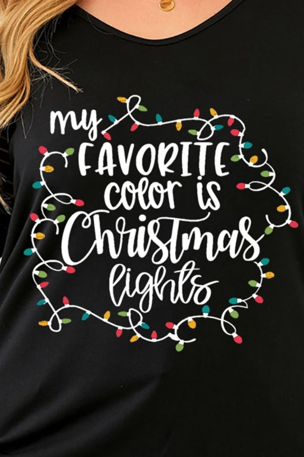 Plus Size MY FAVORITE COLOR IS CHRISTMAS LIGHTS Striped T-Shirt - UrbanEthereal