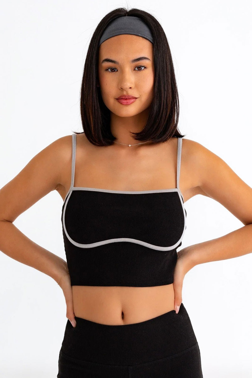 Le Lis Ribbed Crop Cami and High Waist Brushed Leggings Set - UrbanEthereal