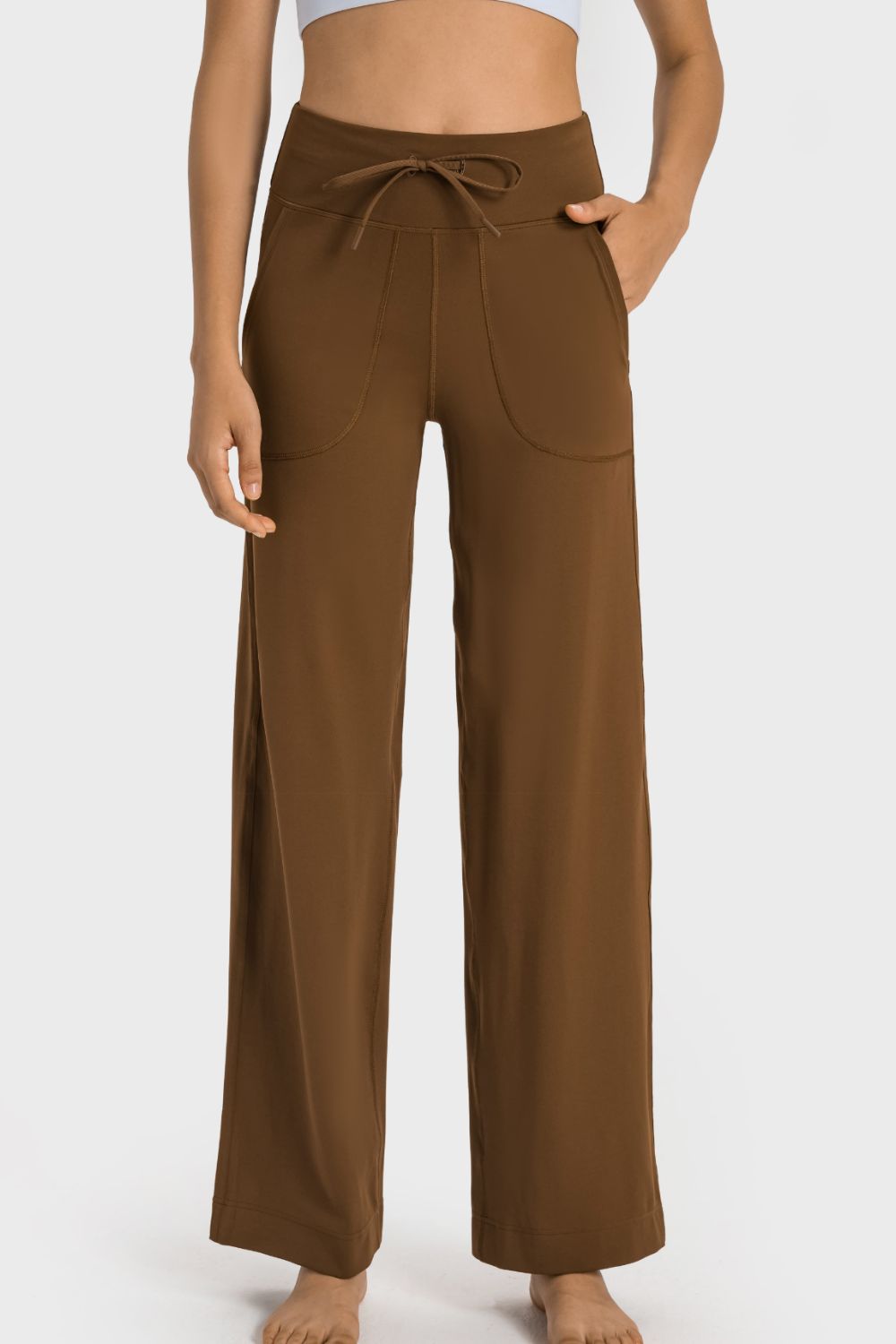 Drawstring Waist Wide Leg Sports Pants with Pockets - UrbanEthereal