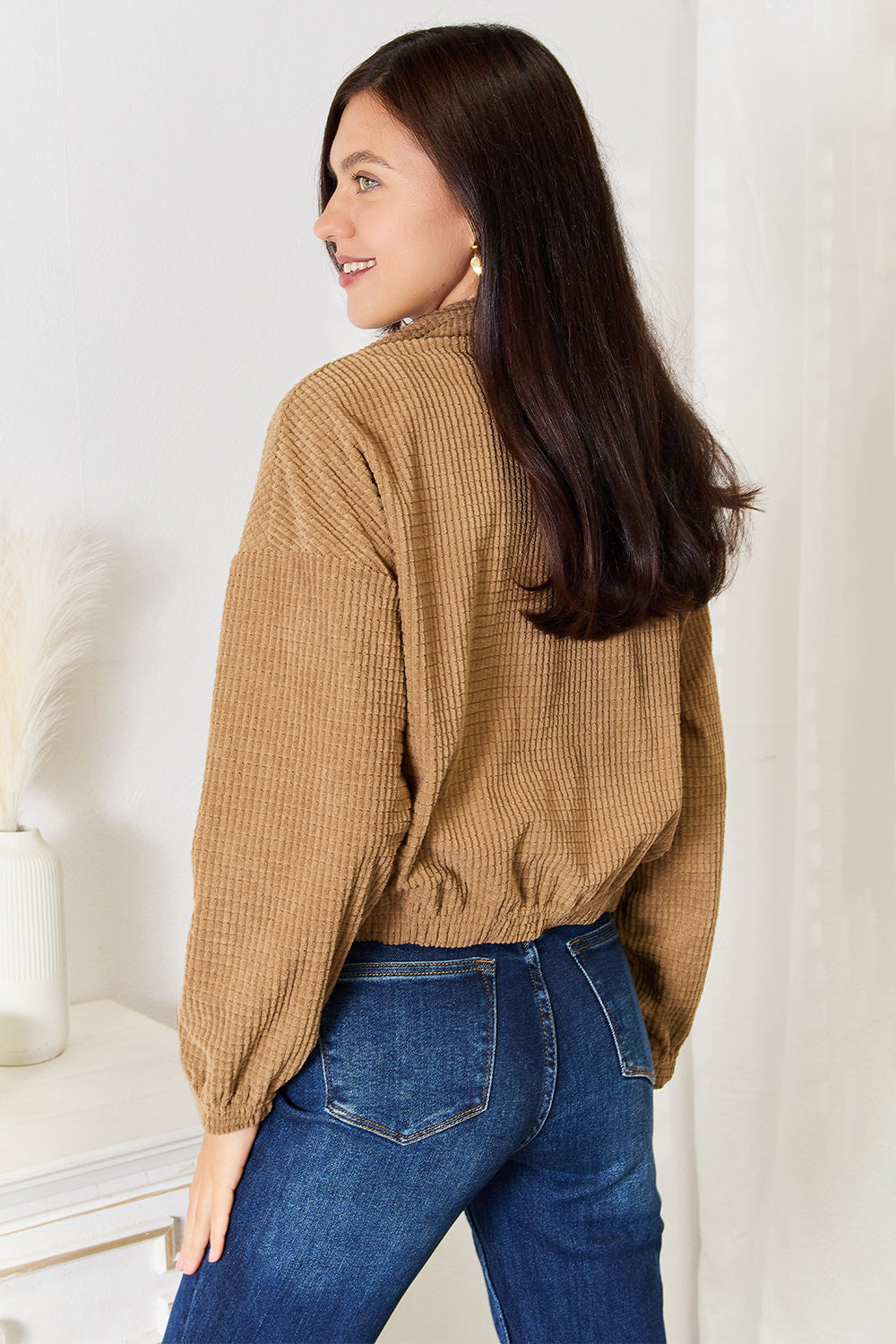 Long Sleeve Dropped Shoulder Jacket - UrbanEthereal
