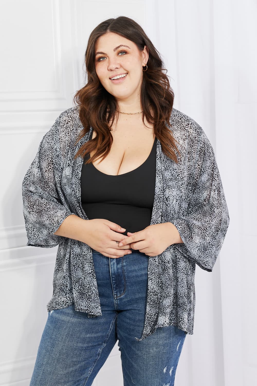 Melody Full Size Snake Print Chiffon Kimono - UrbanEthereal