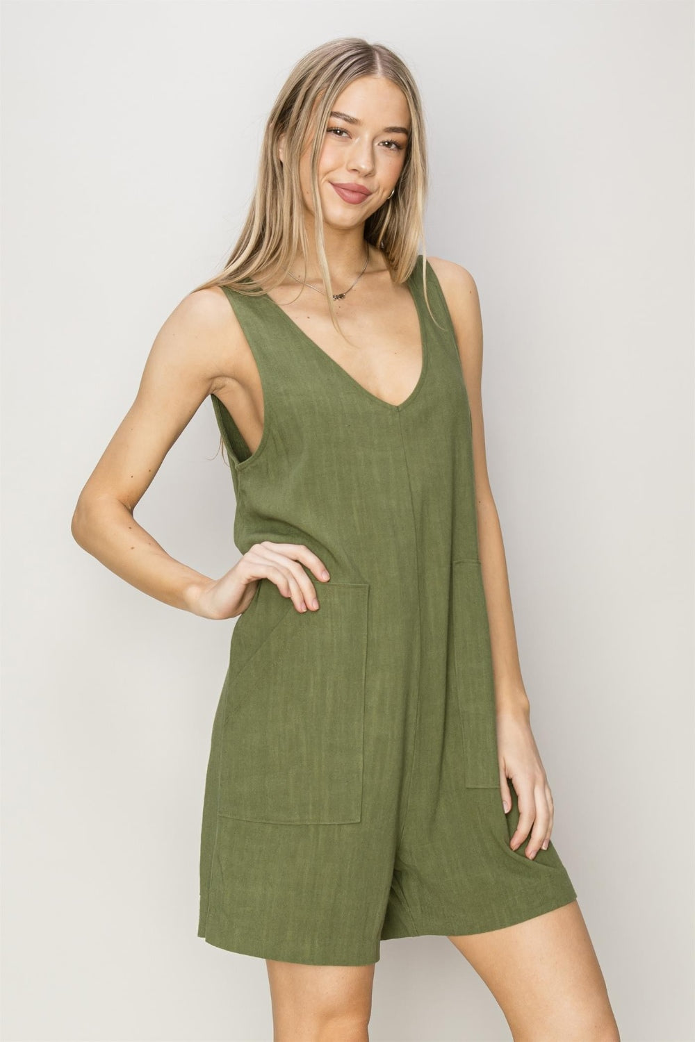 HYFVE V-Neck Sleeveless Romper with Pockets - UrbanEthereal