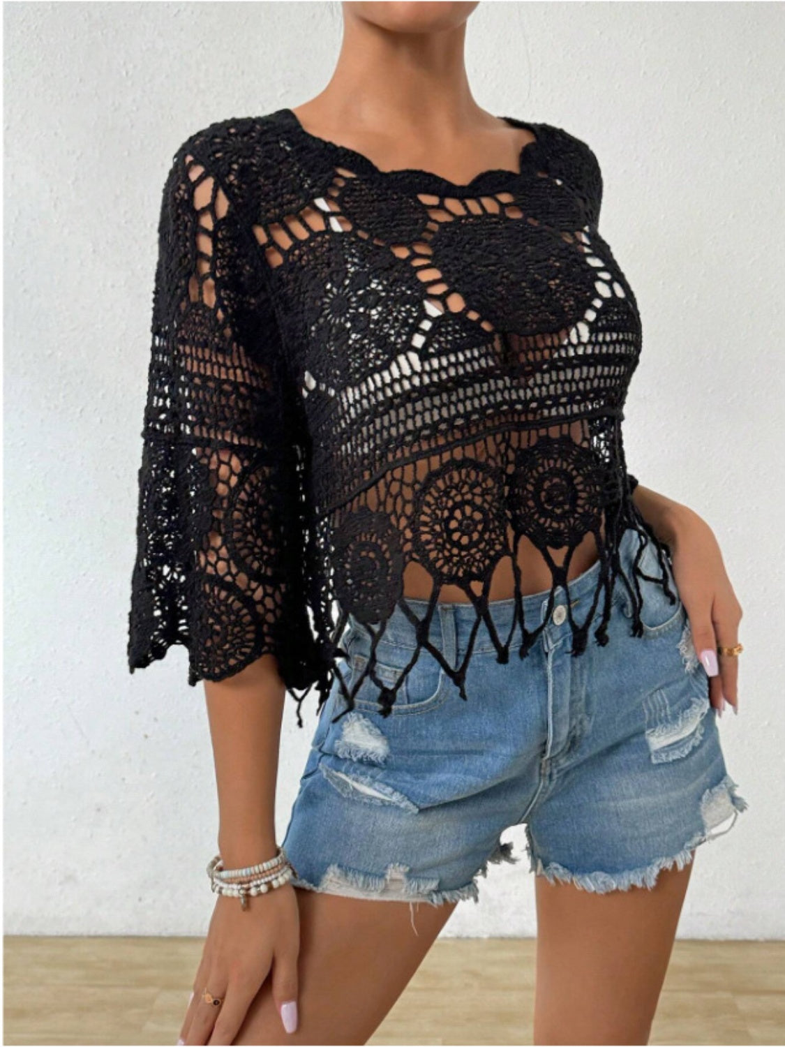 Openwork Round Neck Cover-Up - UrbanEthereal