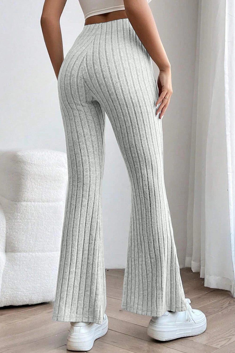 Basic Bae Full Size Ribbed High Waist Flare Pants - UrbanEthereal