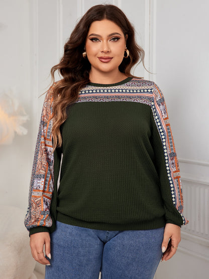 Plus Size Printed Long Sleeve Sweatshirt - UrbanEthereal