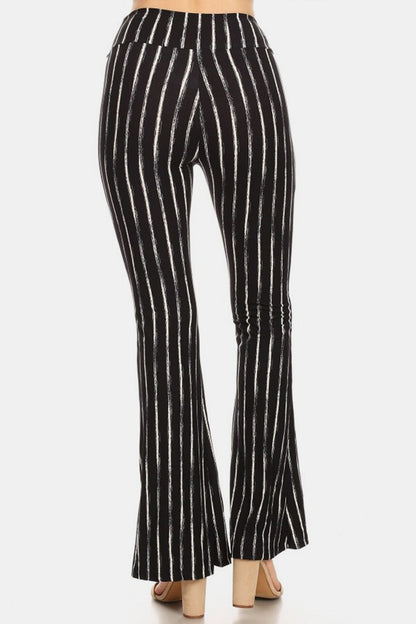 Leggings Depot Striped High Waist Flare Pants - UrbanEthereal