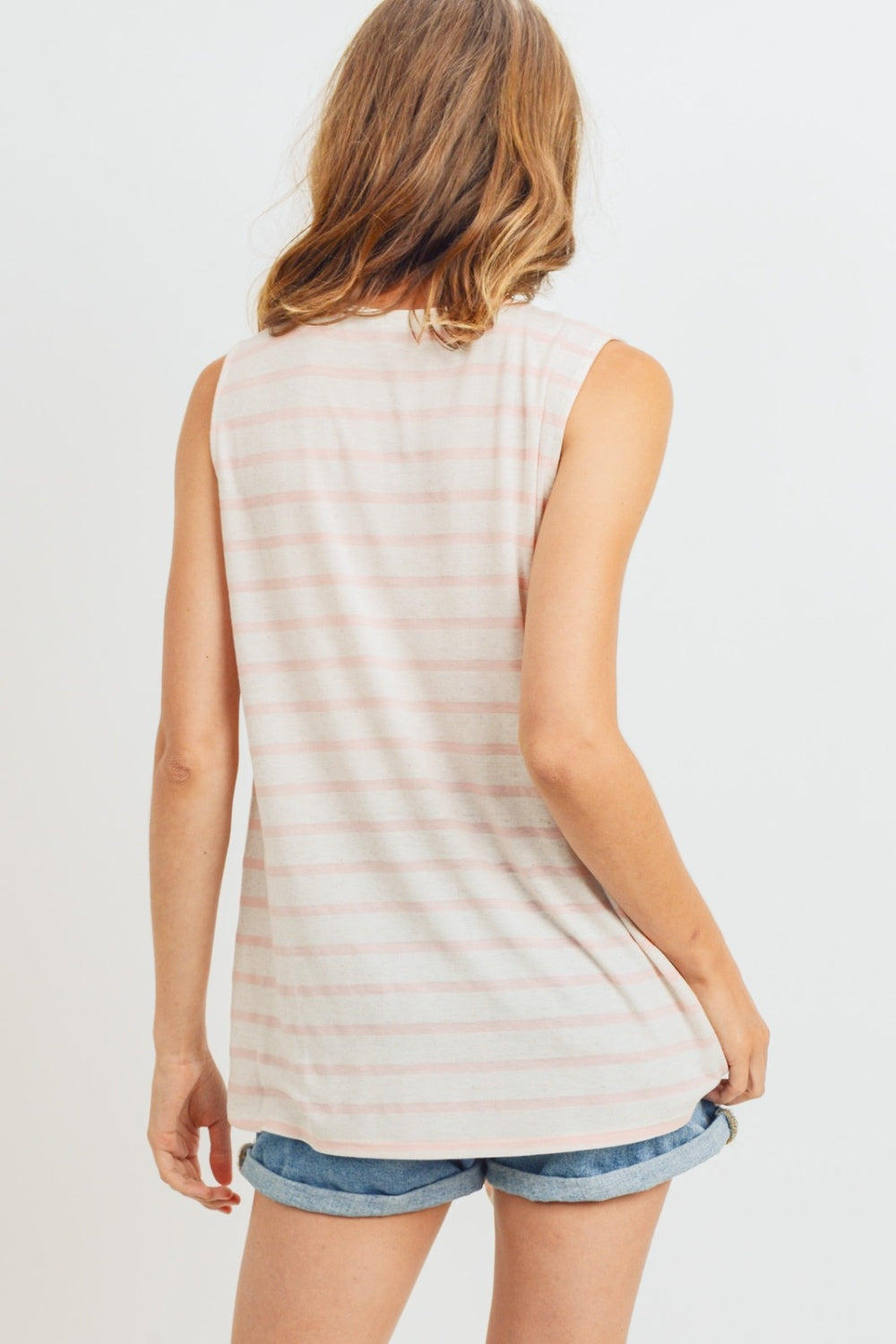 Cotton Bleu by Nu Label Sleeveless Front Tie Striped Top - UrbanEthereal