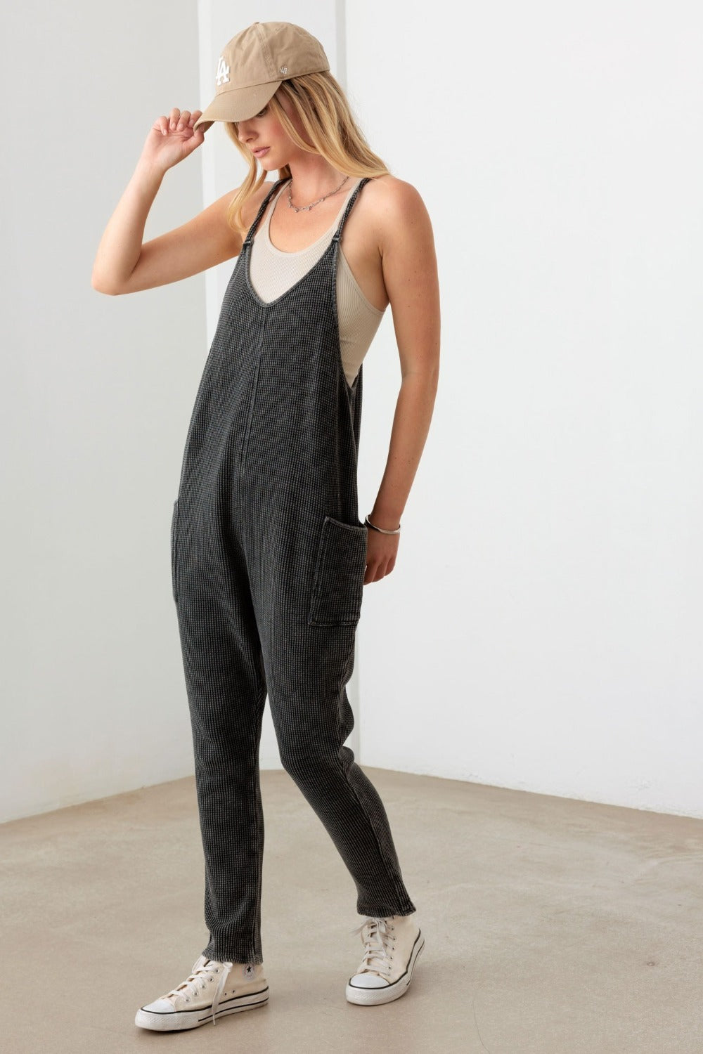 Le Lis Waffle Knit Side Pocket Jumpsuit - UrbanEthereal