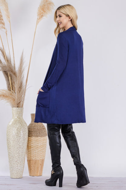 Celeste Full Size Open Front Cardigan with Pockets - UrbanEthereal