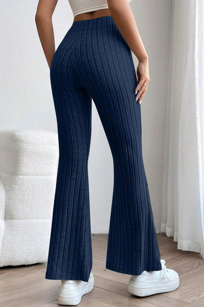 Basic Bae Full Size Ribbed High Waist Flare Pants - UrbanEthereal