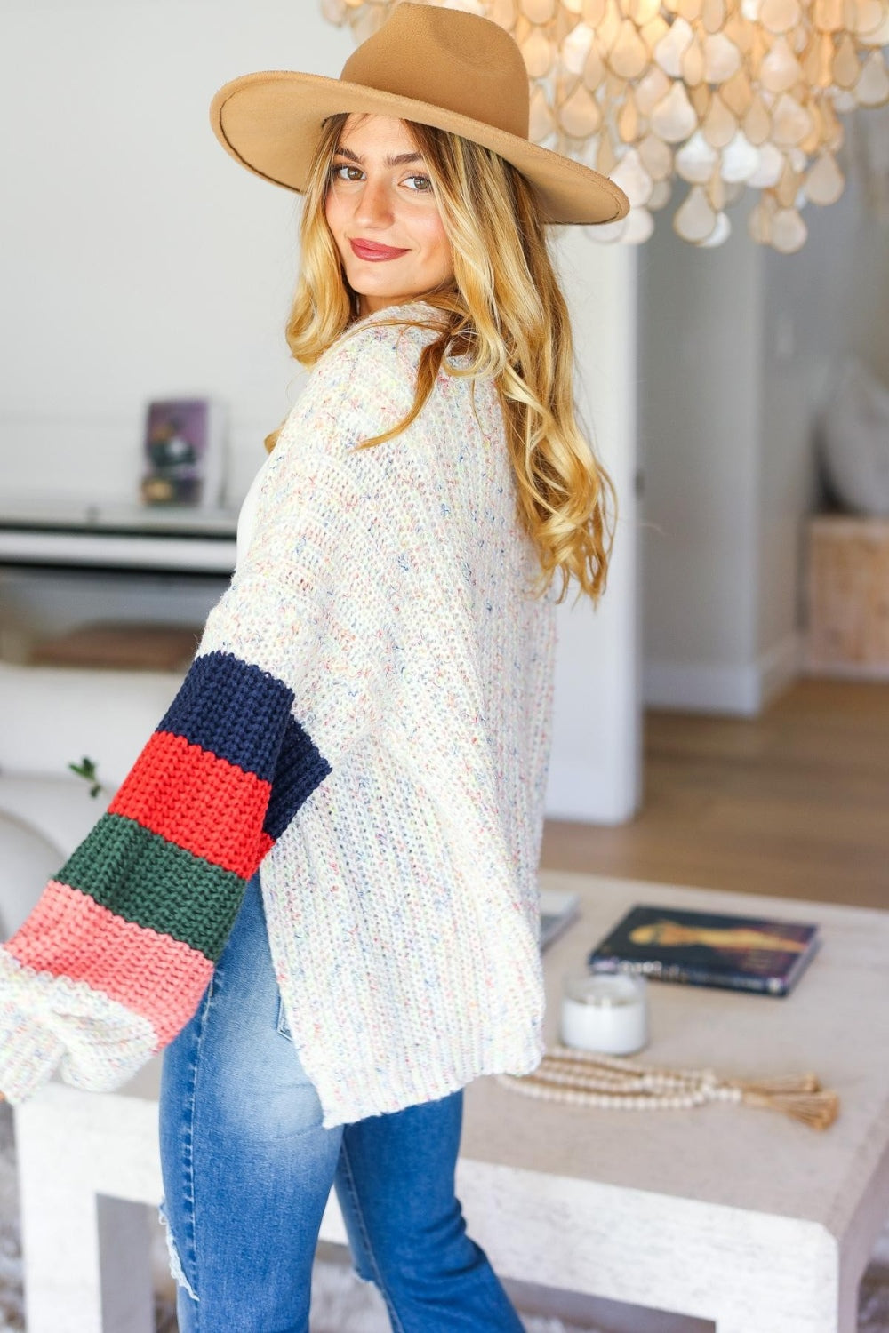 Haptics Full Size Color Block Open Front Cardigan - UrbanEthereal