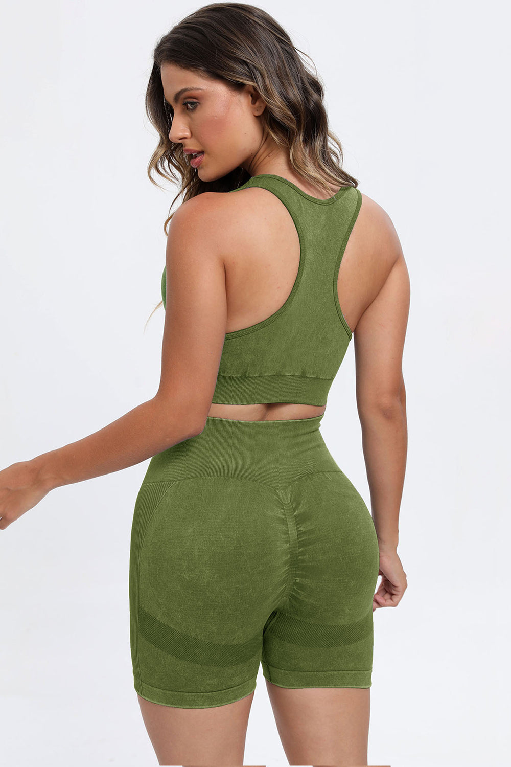 3 Piece Washed Square Neck Wide Strap Active Set - UrbanEthereal