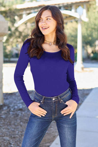 Basic Bae Full Size Round Neck Long Sleeve Bodysuit - UrbanEthereal