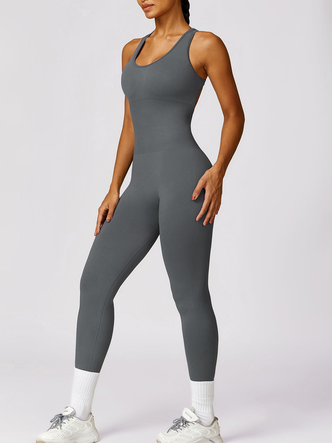 Basic Bae Sleeveless Cutout Racerback Active Jumpsuit - UrbanEthereal