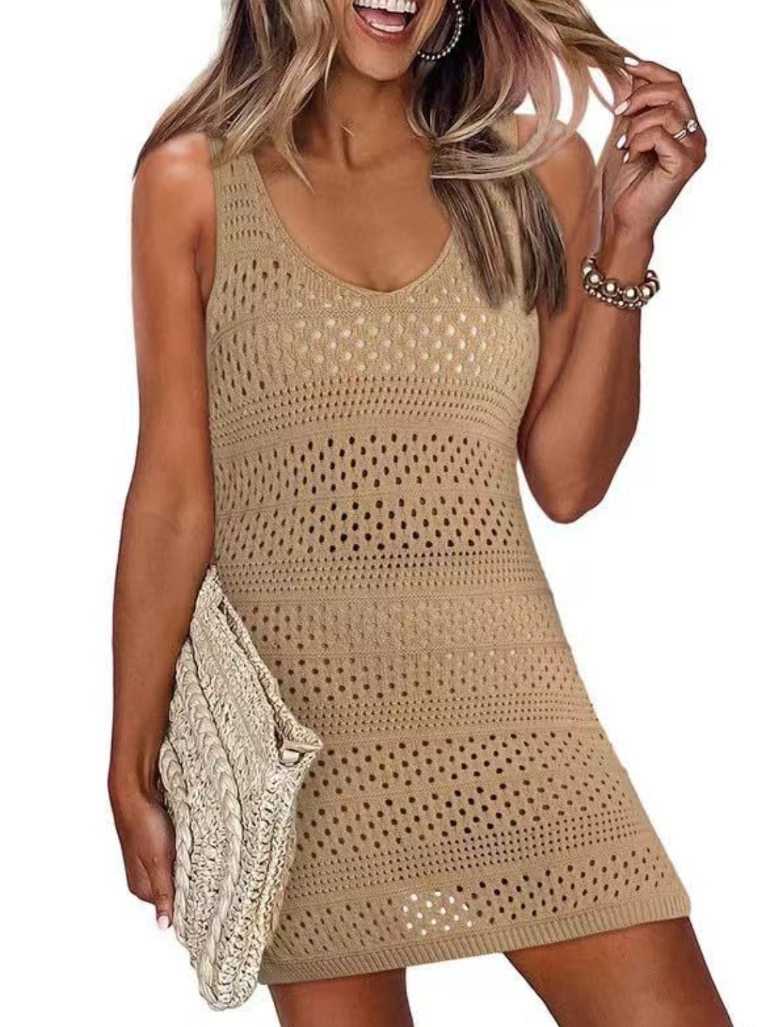 Openwork Scoop Neck Cover Up - UrbanEthereal