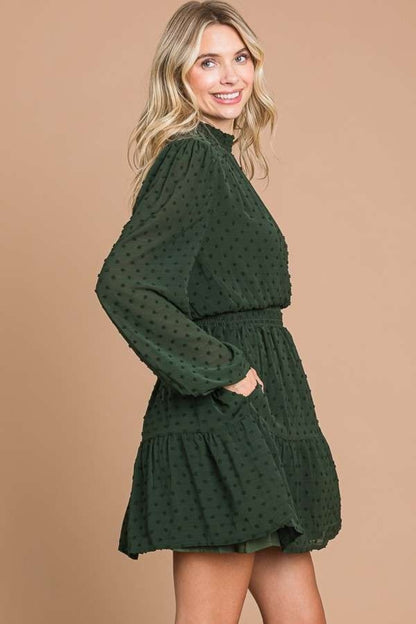 Culture Code Swiss Dot Smock Neck Mini Dress with Pockets - UrbanEthereal