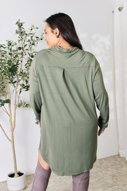 Celeste Full Size Button Down Shirt Dress - UrbanEthereal