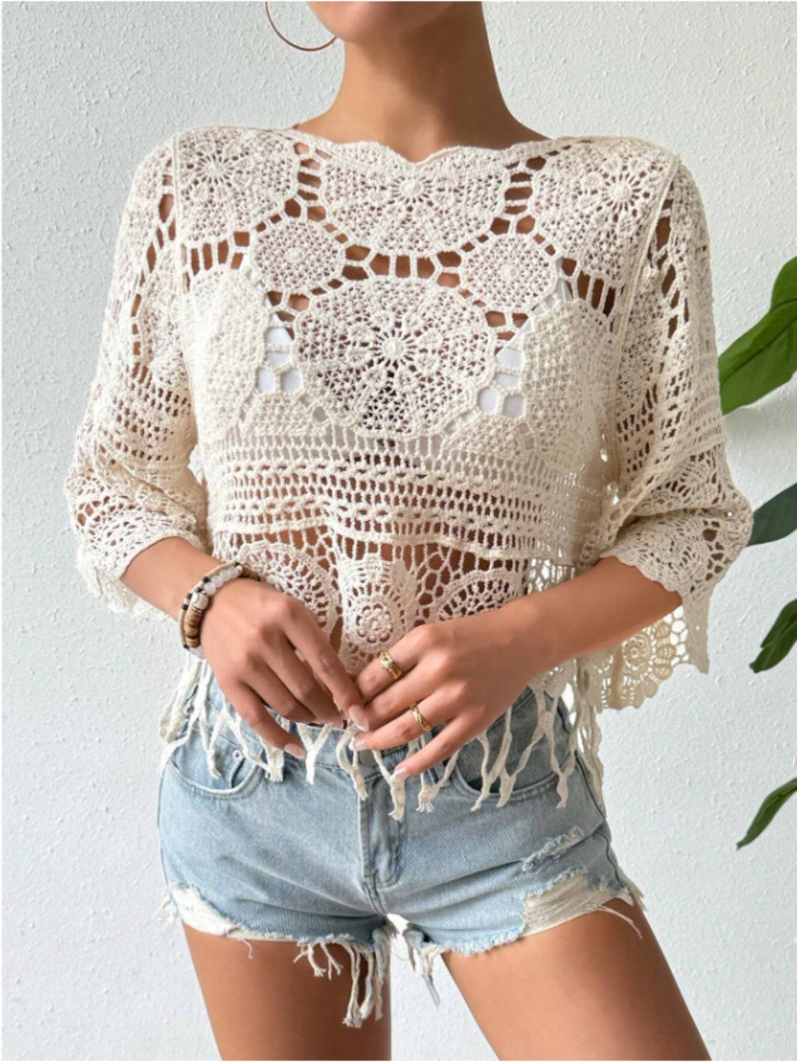 Openwork Round Neck Cover-Up - UrbanEthereal