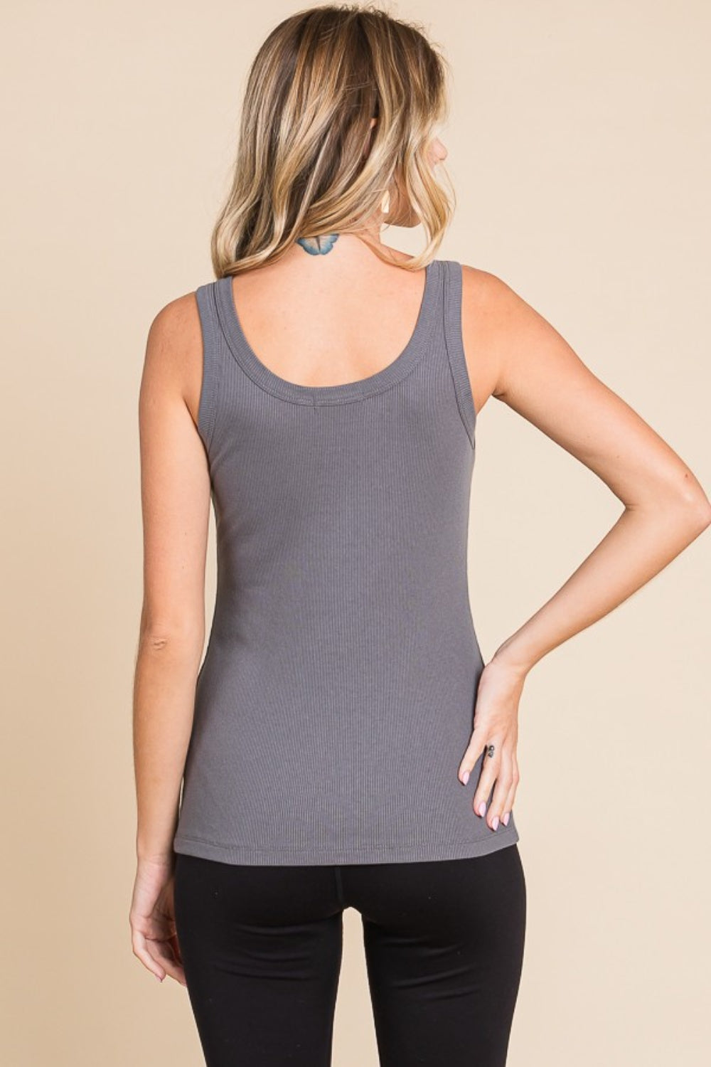Culture Code Full Size Ribbed Scoop Neck Tank - UrbanEthereal