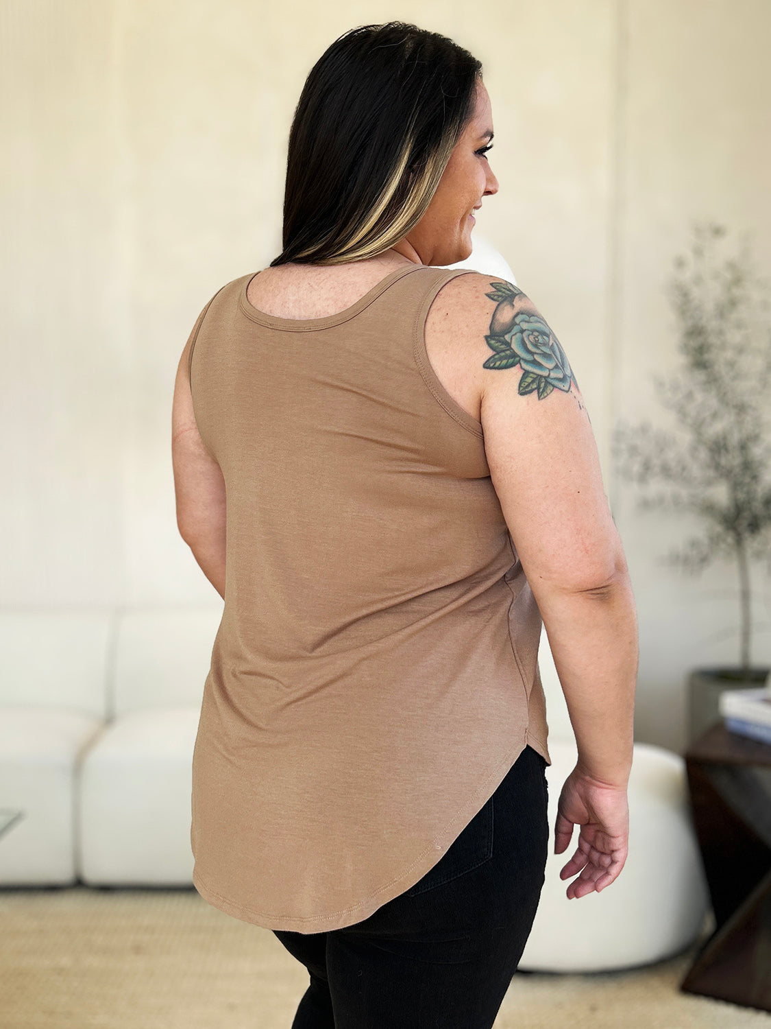 Basic Bae Full Size Round Neck Curved Hem Tank - UrbanEthereal