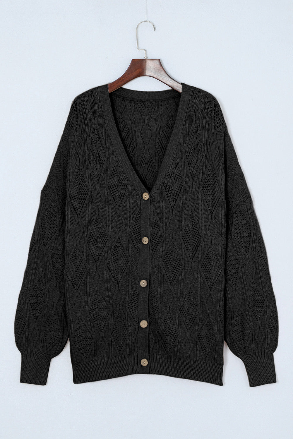 Plus Size Cable-Knit Button Up Sweater - UrbanEthereal
